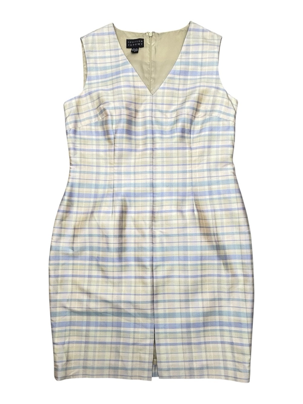 Vintage 90s Spenser Jeremy 100% Silk Plaid Sheath Dress Sz 12
